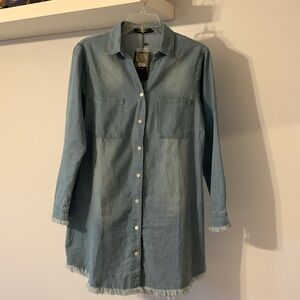 Women’s washed denim dress, with frayed ends. size Medium. New.